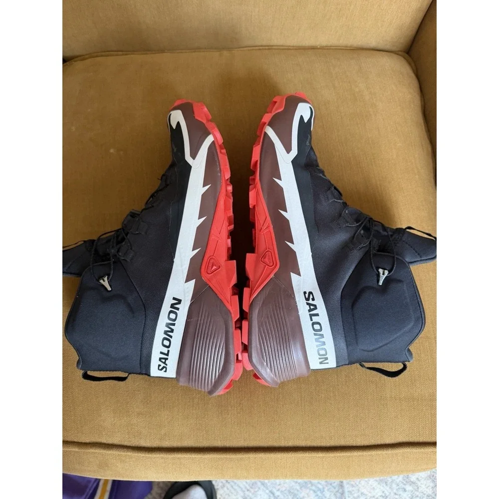 Salomon Cross Hike Mid GTX2 Gore-Tex Hiking Boots Men's 10 Black/Fiery Red